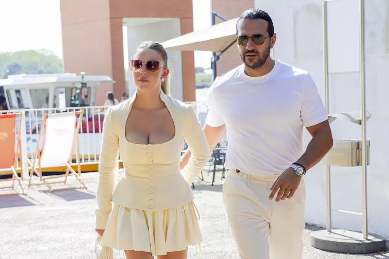 Sydney Sweeney and fiancé Jonathan Davino leave Venice hand in hand in style