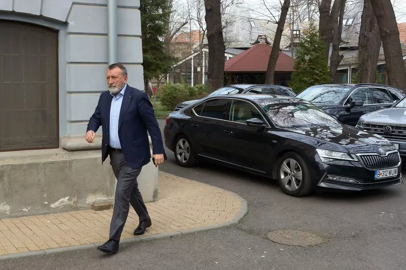Bucharest, Romania. 12th Mar, 2025: Paul Stanescu, Social Democratic Party (PSD) general secretary, arrives at the meeting of the PSD National Political Bureau, at the party's headquarters in Bucharest. Credit: Lucian Alecu/Alamy Live News