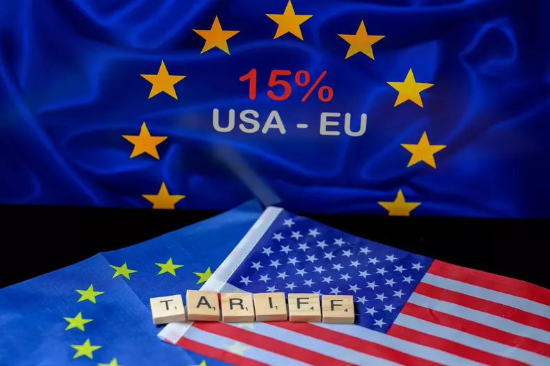 US - EU - Trade Tariff - Photo Illustration, Brussels, Belgium - 28 Jul 2025