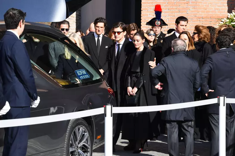Rome, Death of Valentino Garavani - Funeral - Exit from the Basilica - In the photo: Olivia Palermo and Johannes Huebl's farewell