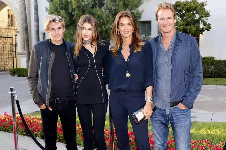 Presley Gerber, Kaia Gerber, Cindy Crawford and Rande Gerber attend the "Sister Cities" film premiere on August 31, 2016 in Hollywood, USA Credit: Ralph Metzger/Alamy Live News
