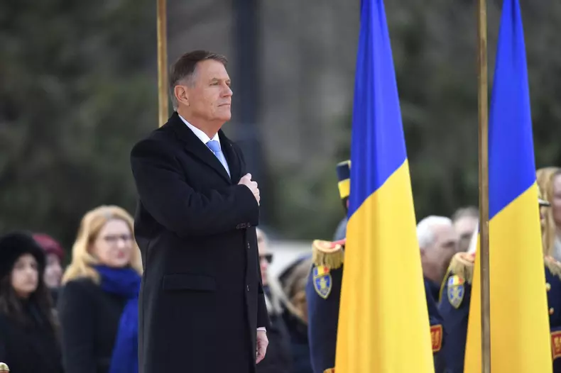 Romanian President Klaus Iohannis bids farewell with ceremony after resignation in Bucharest