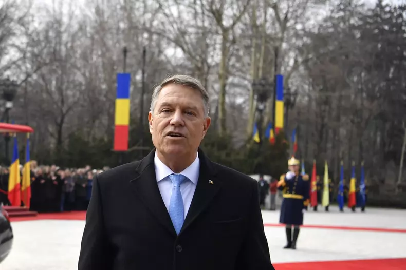 Romanian President Klaus Iohannis bids farewell with ceremony after resignation in Bucharest