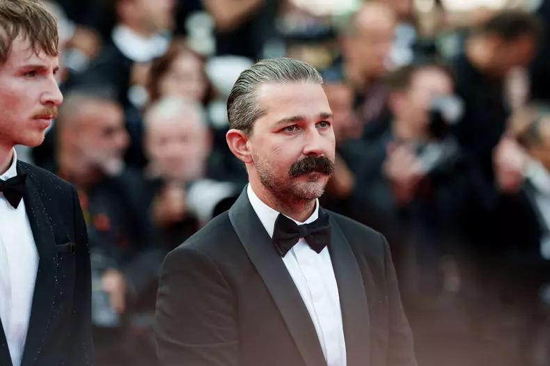 CANNES, FRANCE - MAY 18:  Leo Lewis O'Neil, Shia LaBeouf, Kevin Knigh attend the "The Phoenician Scheme" red carpet at the 78th annual Cannes Film Fes