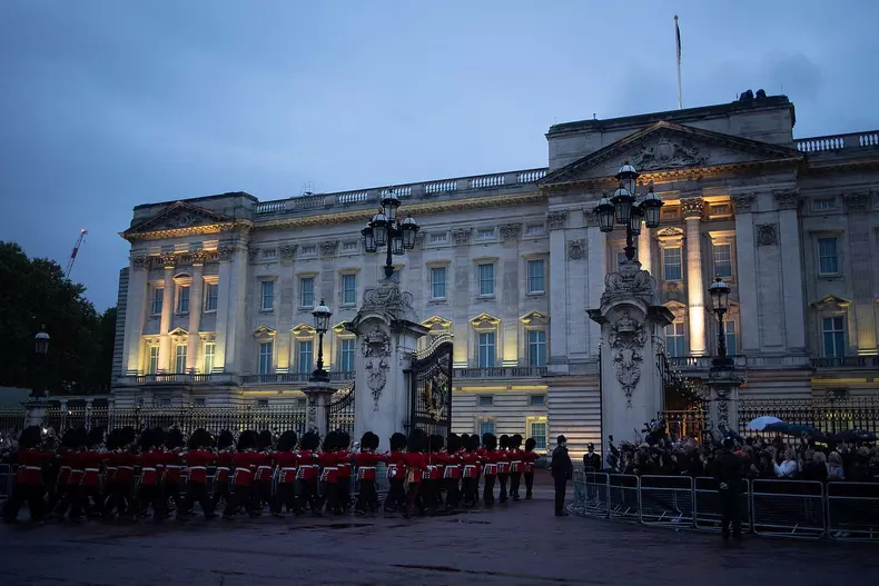 Queen Elizabeth II Hearse arrives at Buckingham Palace - London