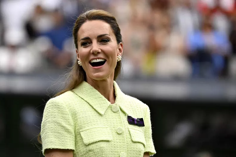Catherine (Kate) Middleton, princesse de Galles, lors de la finale femme du tournoi de Wimbledon 2023 à Londres
