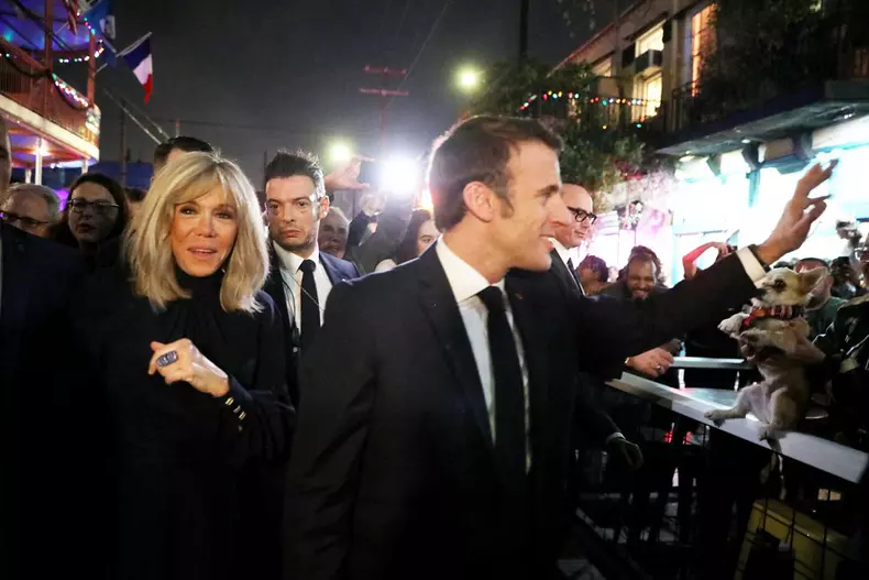 Exclusif - Emmanuel Macron et sa femme Brigitte en déambulation dans des clubs de jazz à La Nouvelle-Orleans, à l'occasion de leur voyage officiel aux Etats-Unis