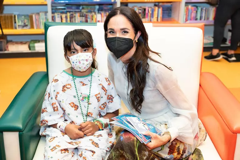 Meghan Markle reads to youngsters at Children’s Hospital Los Angeles during a visit on March 21