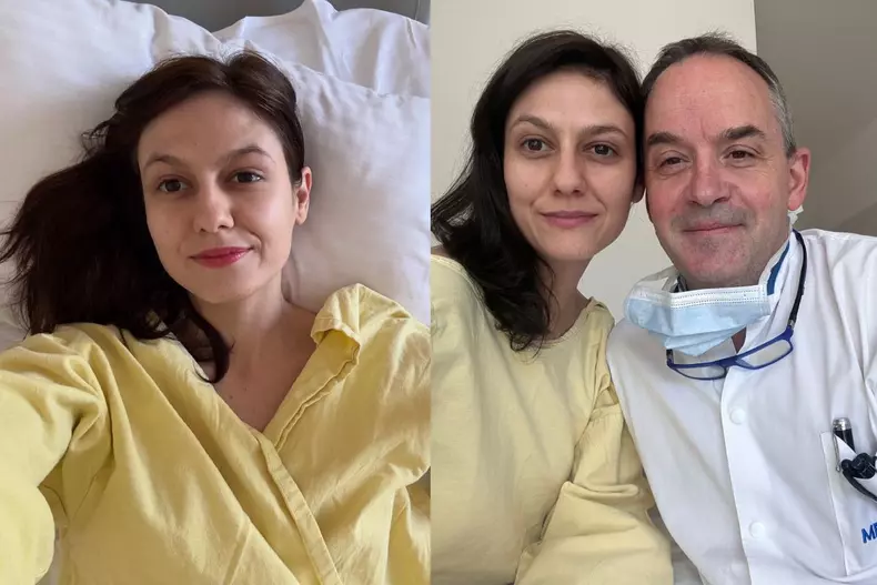 Colaj foto cu Ada Galeș și medicul care a operat-o