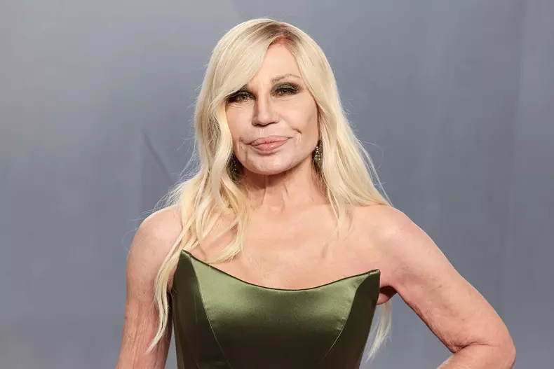MUSEUM ROW, MIRACLE MILE, LOS ANGELES, CALIFORNIA, USA - MARCH 15: Donatella Versace arrives at the 2026 Vanity Fair Oscar Party (98th Annual Academy Awards) Hosted By Mark Guiducci held at the David Geffen Galleries at the Los Angeles County Museum of Ar