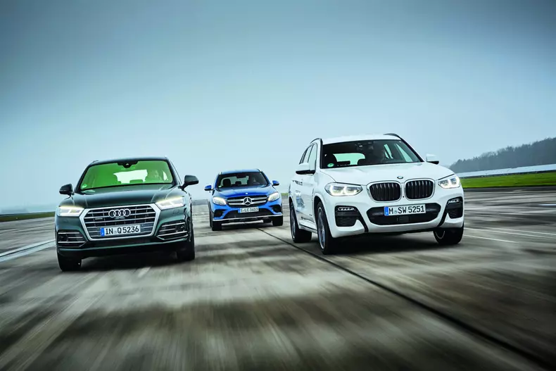 Vergleich BMW X3 30d, Audi Q5 3.0 TDI, MB GLC 350d