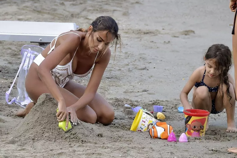 *EXCLUSIVE* The Romanian Actress and Model Madalina Diana Ghenea enjoying her time at the beach with rumoured boyfriend Andrea Castagnola at Paraggi beach.