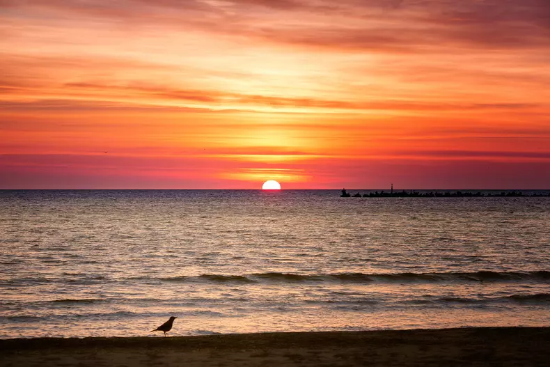 Beautiful cloudscape over the sea, sunrise shot. Black Sea.
