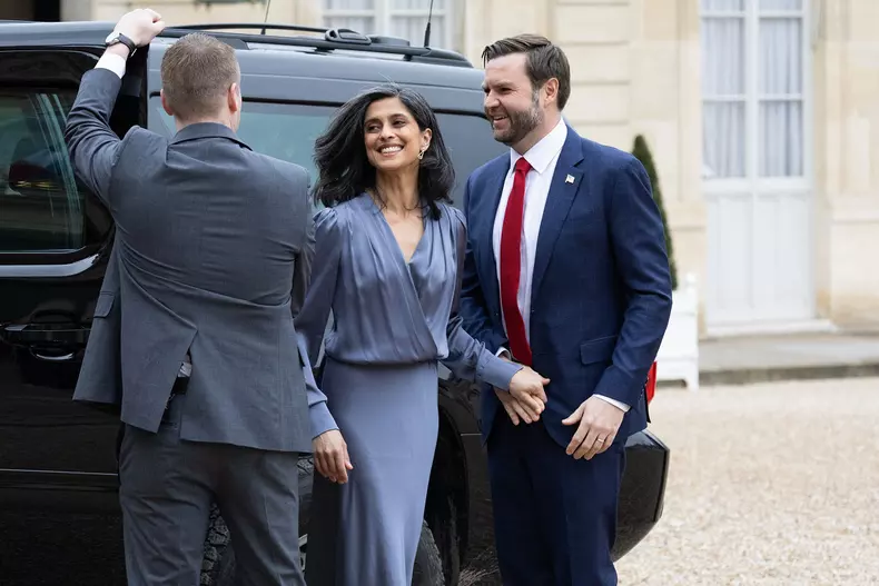 Emmanuel Macron welcomes US Vice-President J.D. Vance prior a working lunch - Paris RL