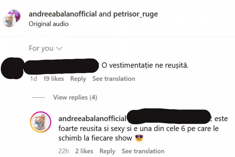 Andreea Bălan răspuns