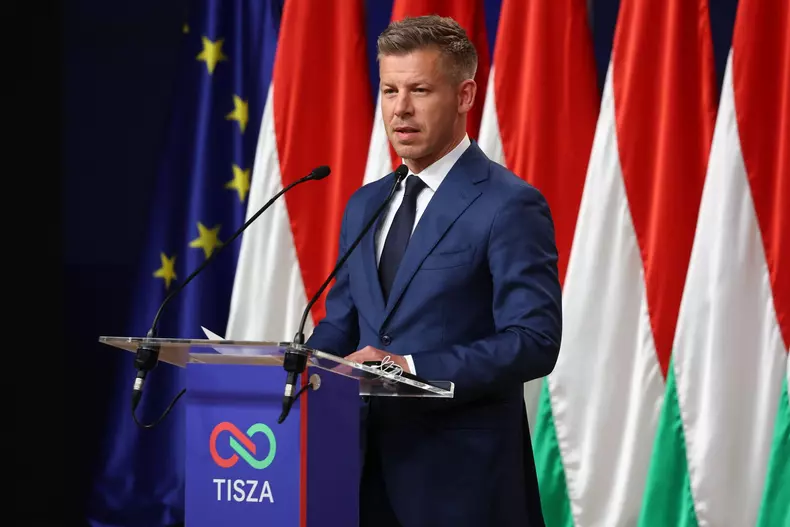 Peter Magyar Press Conference, Budapest, Poland - 13 Apr 2026