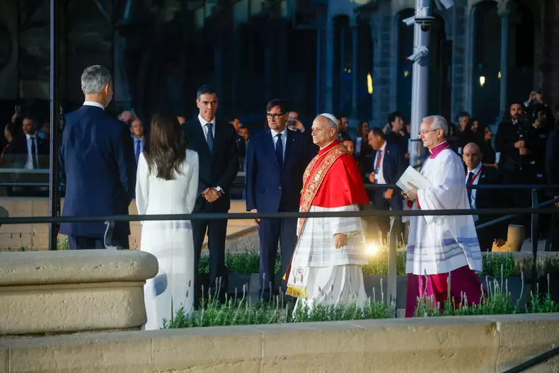 King Felipe And Queen Letizia At Pope Leo XIV Mass At The Sagrada Familia - Barcelona
