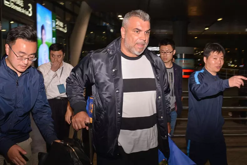 Jiang Suning new head coach Cosmin Olaroiu arrives at Nanjing