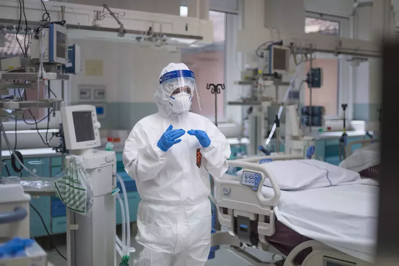 Italy, Bologna: Coronavirus Covid 19 emergency. Coronavirus Covid 19 emergency. the new Hall 25 of the Sant'Orsola Hospital set up in record time to hospitalize Covid-19 patients