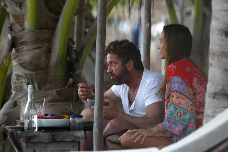 *EXCLUSIVE* Gerard Butler and Morgan Brown have a New Years Brunch in Mexico