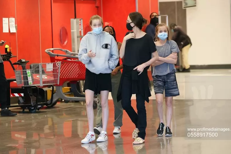 *EXCLUSIVE* Angelina Jolie takes her family out to Target to get some shopping done