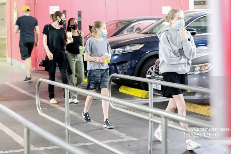 *EXCLUSIVE* Angelina Jolie goes shopping at Target with her family