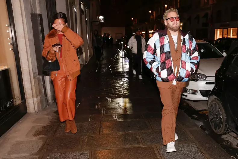 Jonah Hill and Gianna Santos strolling down in Paris during the Fashion week 2019