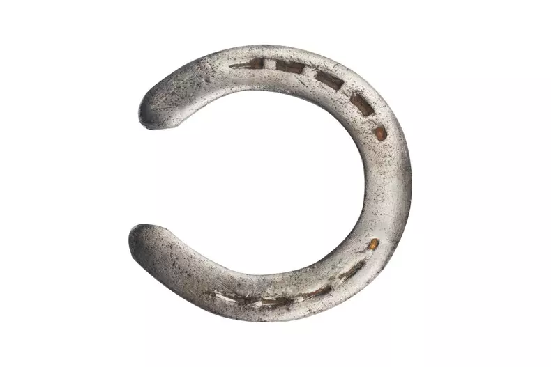 Top,View,Of,Steel,Polished,Horseshoe,Isolated,On,White