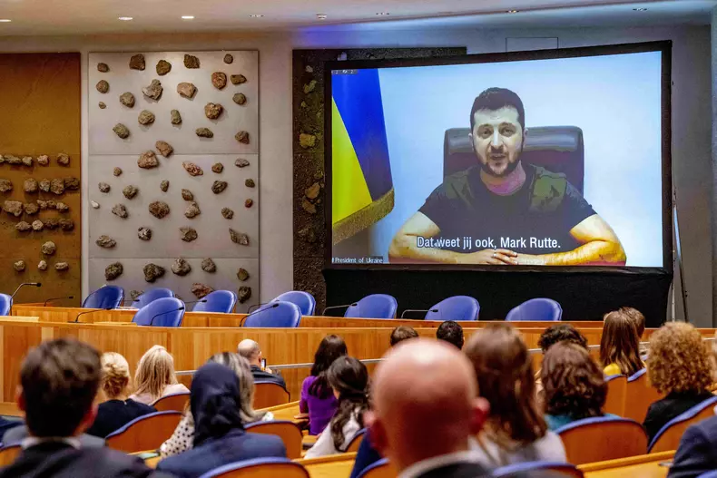President Zelensky Adresses The Dutch House Of Representatives - The Hague