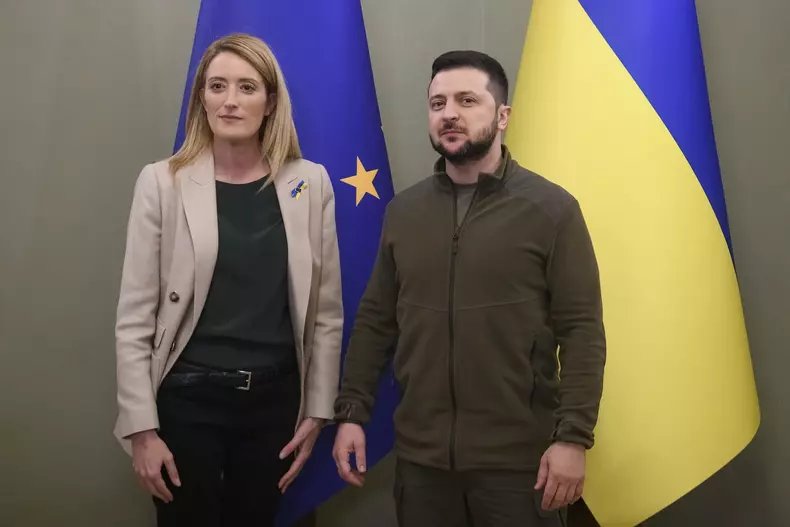 European Parliament President Metsola in Kiev