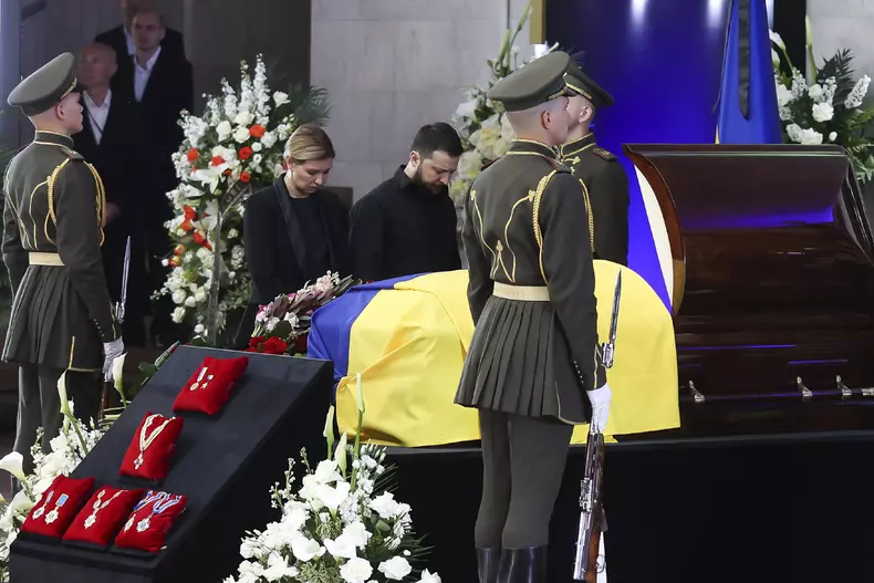 Ukraine President Volodymyr Zelenskyy Attends Farewell Ceremony For Predecessor Leonid Kravchuk