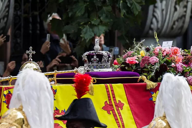 State Funeral Of Queen Elizabeth II - Queen’s Coffin Heads To Westminster Abbey