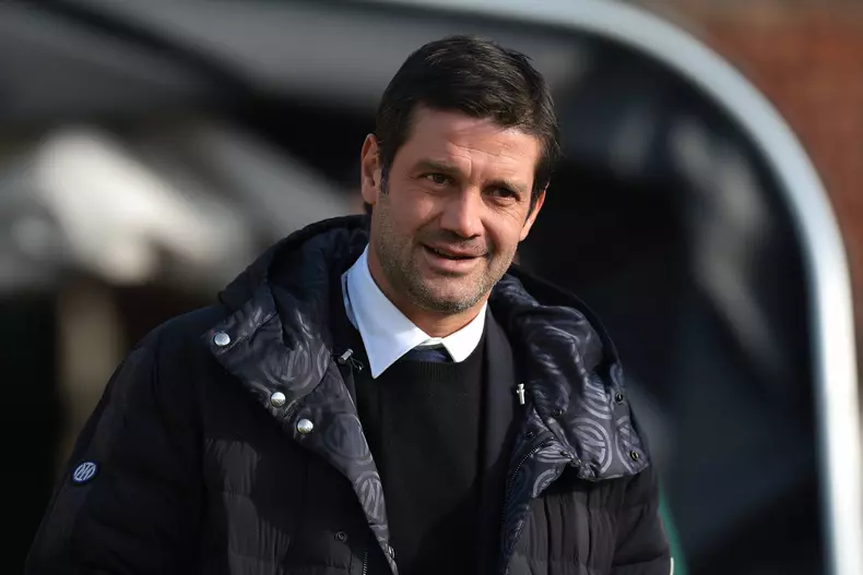 Milan, Italy, 12th December 2023. Cristian Chivu Head coach of Internazionale reacts as he makes his way to the bench fo