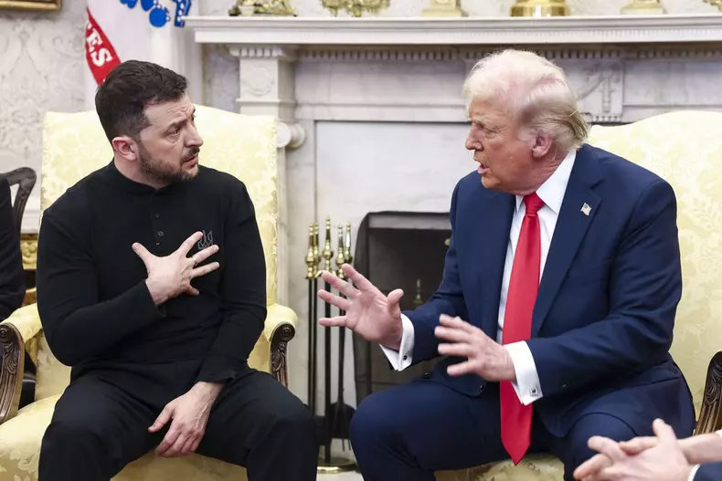 Volodymyr Zelensky Talks With Donald Trump In Oval Office - Washington