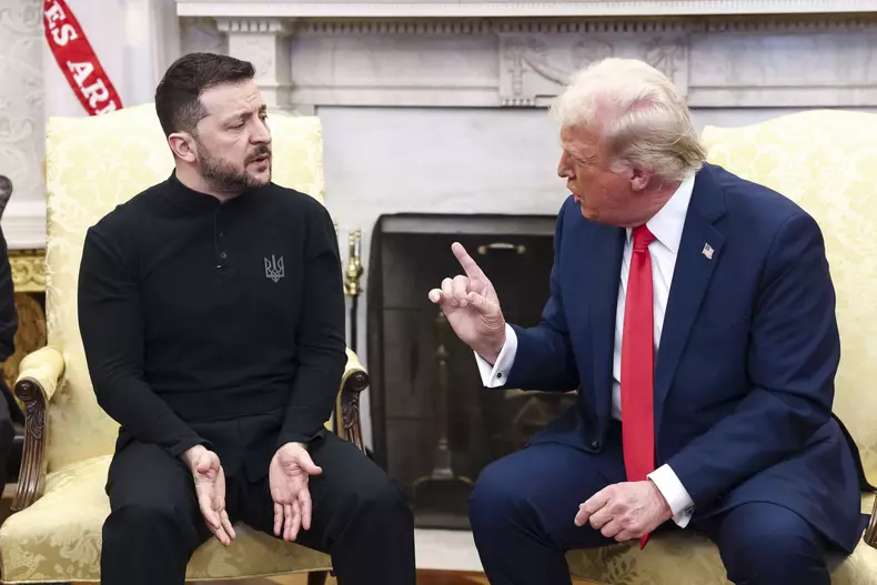 Volodymyr Zelensky Talks With Donald Trump In Oval Office - Washington