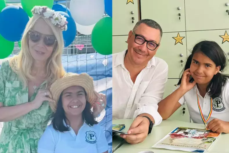 Victor Ponta și Daciana Sârbu - fetița adoptată colaj