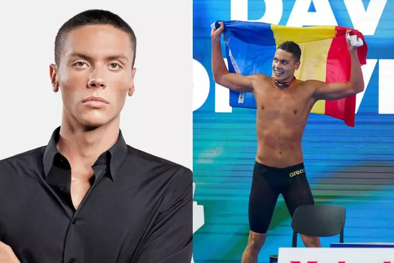 Colaj foto cu David Popovici