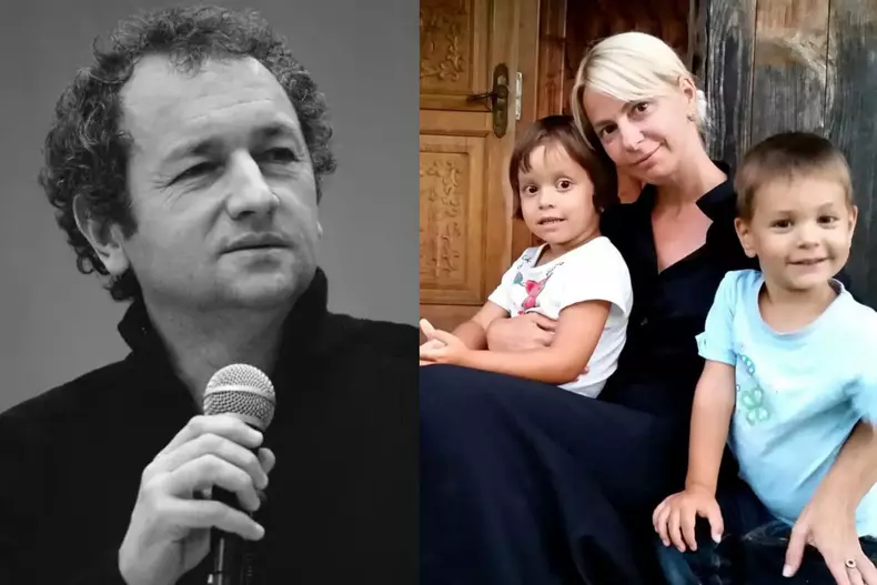 Colaj foto cu Dan Puric, fosta soție și copiii lor