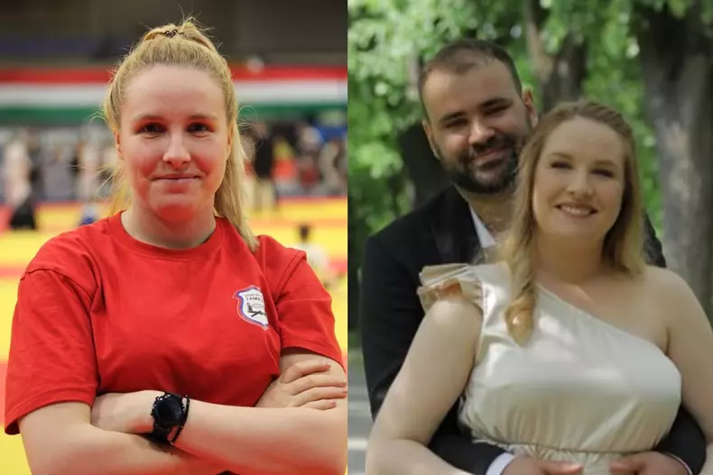 Colaj foto cu Neda Davidovic și Bogdan, soțul ei