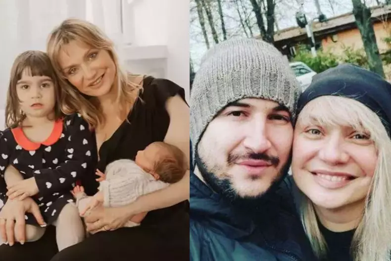 Colaj foto cu Alex Dobrescu, Cristina Cioran și cei doi copii ai lor, Ema și Max