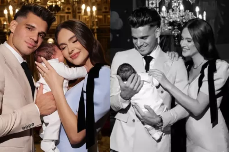 Colaj foto cu Ianis, Elena Hagi și băiețelul lor