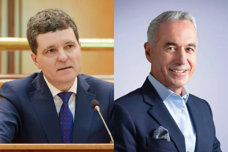Colaj foto cu Nicușor Dan și Călin Georgescu
