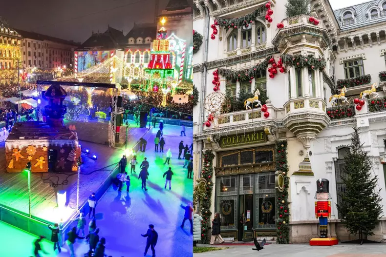 Colaj foto cu Târgul de Crăciun de la Craiova
