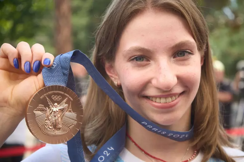 Romanian gymnast Ana Maria Barbosu recovered her bronze medal at Olympic Games 2024, Bucharest, Romania - 16 Aug 2024