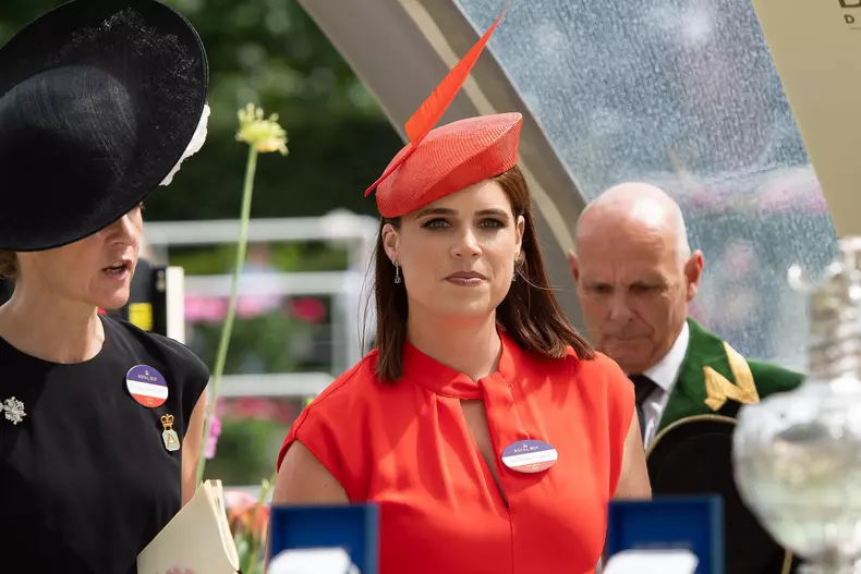 Ascot, Berkshire, UK. 21st June, 2025. Princess Eugiene of York, who wore a striking orange dress and orange hat, made the Winners Presentation after Horse REBEL’S ROMANCE ridden by jockey William Buick won Race Two, The Hardwicke Stakes (Group 2) on Day
