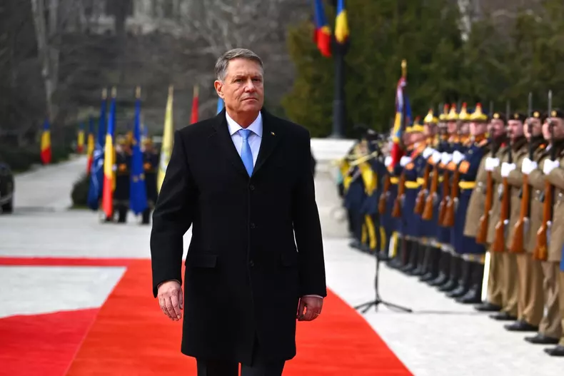 Romanian President Klaus Iohannis bids farewell with ceremony after resignation in Bucharest
