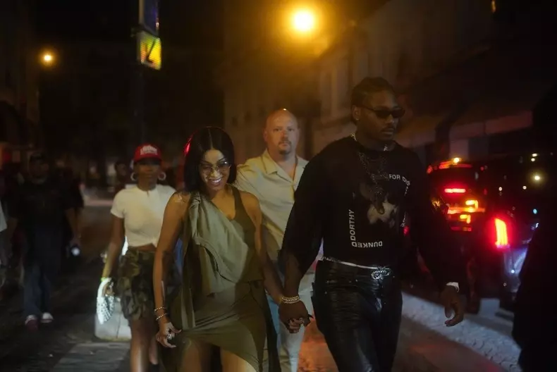Cardi B and Stefon Diggs exit L'ARC Club in Paris, France