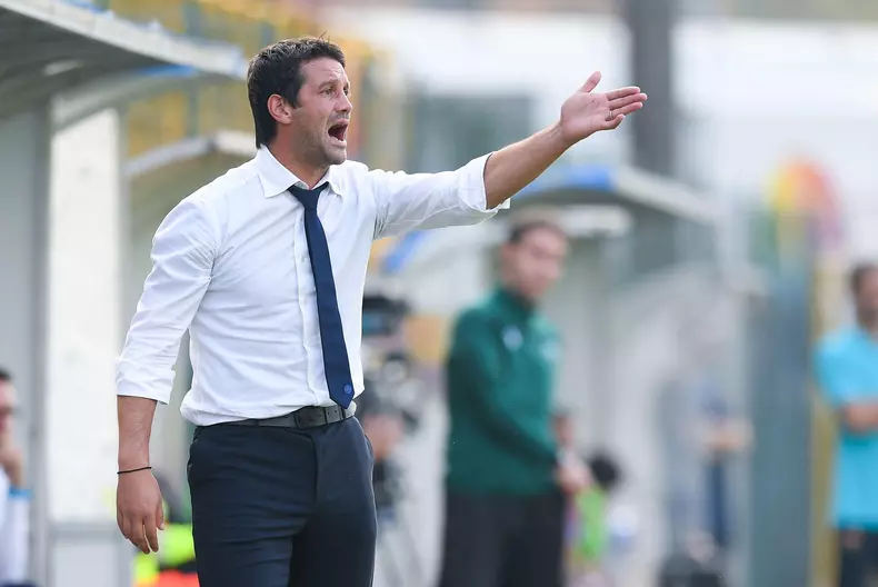 Milan, Italy. 04th Oct, 2022. Cristian Chivu manager of FC Internazionale gestures during the UEFA Youth League match between FC Internazionale U-19 and FC Barcelona U-19 at Stadio Ernesto Breda, Milan, Italy on 4 October 2022. Credit: Giuseppe Maffia/Ala