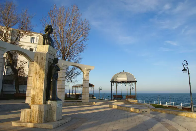 Side view of the Statue of Mihai Eminescu,great romanian writer