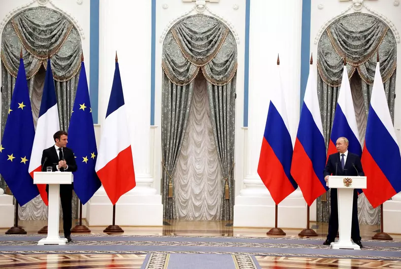 Macron And Putin Hold Joint Press Conference - Moscow